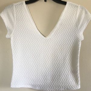White V-neck Crop Top